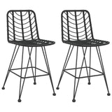 Bar Stools 2 pcs Black 45x56x103.5 cm PE Rattan and Steel - Front View