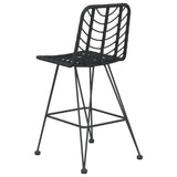 Bar Stools 2 pcs Black 45x56x103.5 cm PE Rattan and Steel - 45-Degree Angle