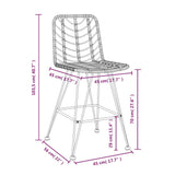 Bar Stools 2 pcs Black 45x56x103.5 cm PE Rattan and Steel - Close-Up Angle