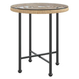 Dining Table Ø50 cm Tempered Glass and Steel - Front View