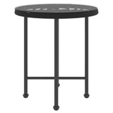 Dining Table Black Ø50 cm Tempered Glass and Steel - Side View
