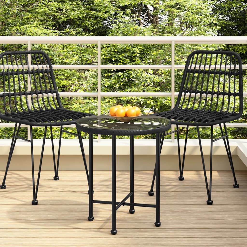 Dining Table Black ?50 cm Tempered Glass and Steel