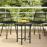 Dining Table Black ?50 cm Tempered Glass and Steel