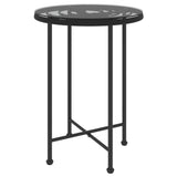 Dining Table Black Ø55 cm Tempered Glass and Steel - Front View
