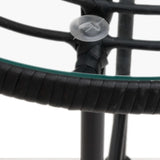 Dining Table Black Ø55 cm Tempered Glass and Steel - 45-Degree Angle