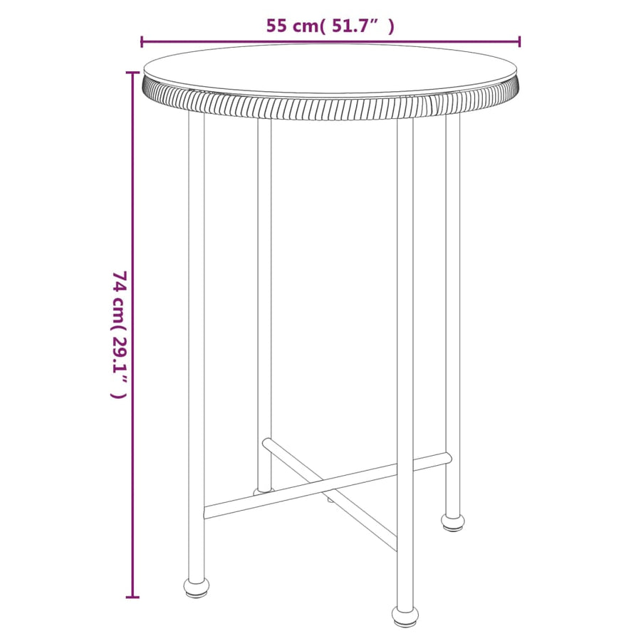Dining Table Black Ø55 cm Tempered Glass and Steel