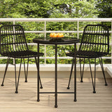 Dining Table Black Ø55 cm Tempered Glass and Steel