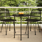 Dining Table Black Ø55 cm Tempered Glass and Steel