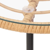 Dining Table Ø80 cm Tempered Glass and Steel - 45-Degree Angle