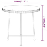 Dining Table Ø80 cm Tempered Glass and Steel - Rear View