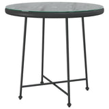 Dining Table Black ?80 cm Tempered Glass and Steel