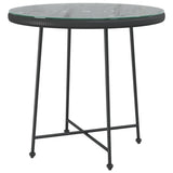 Dining Table Black Ø80 cm Tempered Glass and Steel - Front View