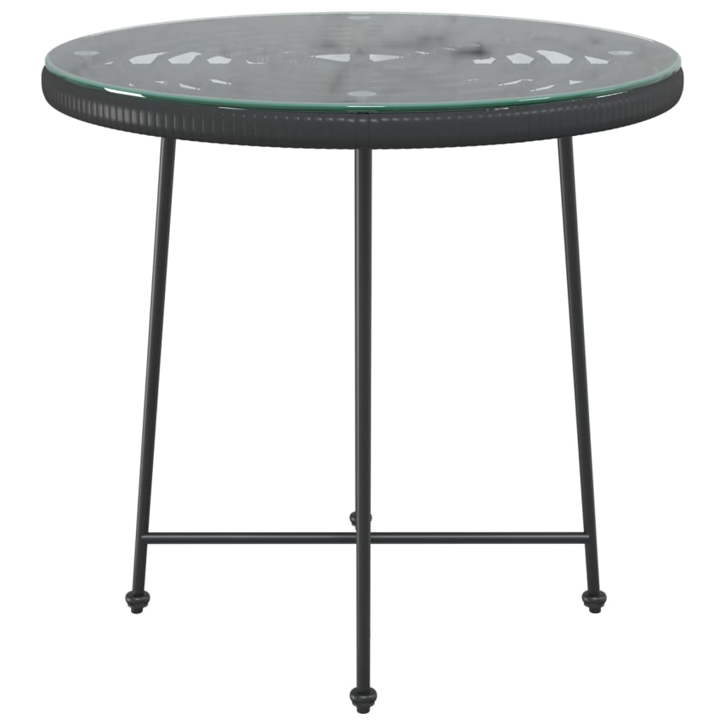 Dining Table Black ?80 cm Tempered Glass and Steel