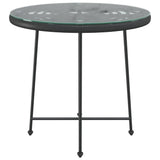 Dining Table Black ?80 cm Tempered Glass and Steel