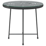 Dining Table Black Ø80 cm Tempered Glass and Steel - Side View