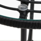 Dining Table Black ?80 cm Tempered Glass and Steel