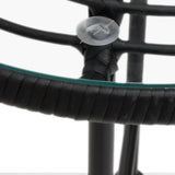 Dining Table Black Ø80 cm Tempered Glass and Steel - 45-Degree Angle