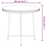 Dining Table Black ?80 cm Tempered Glass and Steel
