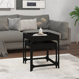 Side Tables 2 pcs Black Engineered Wood - Side View
