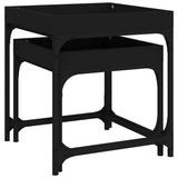 Side Tables 2 pcs Black Engineered Wood - Close-Up Angle