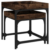 Side Tables 2 pcs Smoked Oak Engineered Wood - Close-Up Angle