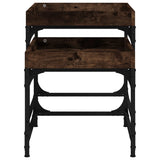 Side Tables 2 pcs Smoked Oak Engineered Wood - Low Angle