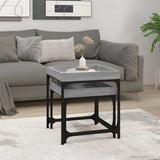 Side Tables 2 pcs Grey Sonoma Engineered Wood - Side View