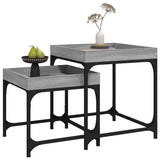 Side Tables 2 pcs Grey Sonoma Engineered Wood - Top-Down View