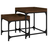 Side Tables 2 pcs Brown Oak Engineered Wood - Front View