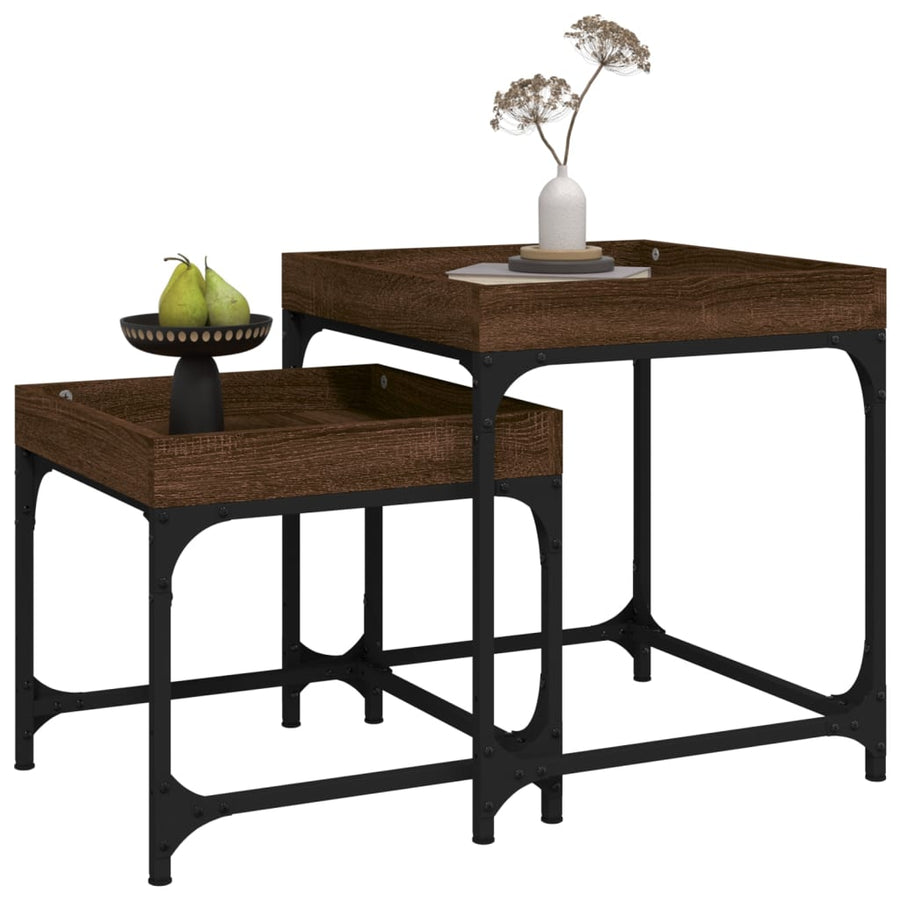 Side Tables 2 pcs Brown Oak Engineered Wood