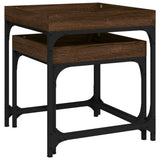Side Tables 2 pcs Brown Oak Engineered Wood - Close-Up Angle