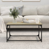 Coffee Table Sonoma Oak 80x50x40 cm Engineered Wood and Iron - Side View