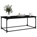 Coffee Table Black 102x50x40 cm Engineered Wood and Iron - Top-Down View