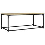 Coffee Table Sonoma Oak 102x50x40 cm Engineered Wood and Iron - Front View