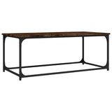 Coffee Table Smoked Oak 102x50x40 cm Engineered Wood and Iron - Front View