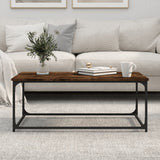 Coffee Table Smoked Oak 102x50x40 cm Engineered Wood and Iron - Side View