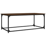 Coffee Table Brown Oak 102x50x40 cm Engineered Wood and Iron - Front View