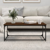 Coffee Table Brown Oak 102x50x40 cm Engineered Wood and Iron - Side View