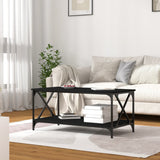 Coffee Table Black 100x50x45 cm Engineered Wood and Iron - Side View