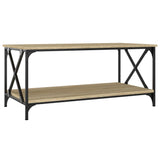 Coffee Table Sonoma Oak 100x50x45 cm Engineered Wood and Iron - Front View