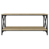 Coffee Table Sonoma Oak 100x50x45 cm Engineered Wood and Iron