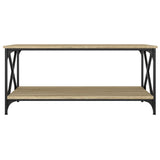 Coffee Table Sonoma Oak 100x50x45 cm Engineered Wood and Iron - Top-Down View