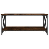 Coffee Table Smoked Oak 100x50x45 cm Engineered Wood and Iron