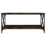 Coffee Table Smoked Oak 100x50x45 cm Engineered Wood and Iron - Top-Down View