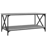 Coffee Table Grey Sonoma 100x50x45 cm Engineered Wood and Iron - Front View