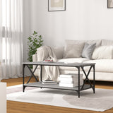 Coffee Table Grey Sonoma 100x50x45 cm Engineered Wood and Iron - Side View