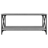 Coffee Table Grey Sonoma 100x50x45 cm Engineered Wood and Iron - Top-Down View