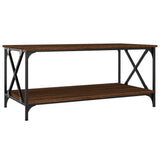 Coffee Table Brown Oak 100x50x45 cm Engineered Wood and Iron - Front View