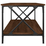 Coffee Table Brown Oak 100x50x45 cm Engineered Wood and Iron - 45-Degree Angle