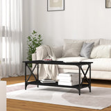 Coffee Table Black 100x45x45 cm Engineered Wood and Iron - Side View